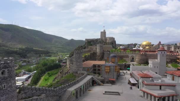 Akhaltsikhe Georgien Maj 2019 Bird Eye Rabati Castle Fästning Akhaltsikhe — Stockvideo