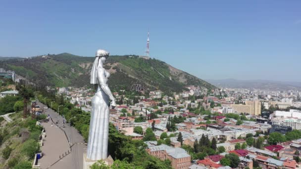 Tbilisi Gruzja Maja 2019 Widok Lotu Ptaka Kartlis Deda Matka — Wideo stockowe