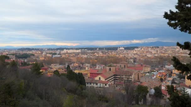 Top Utsikt Över Hustaken Den Historiska Stadsdelen Rom Italien — Stockvideo