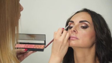Göz farı makyaj sanatçısı geçerlidir. Güzel bir kadın yüzü