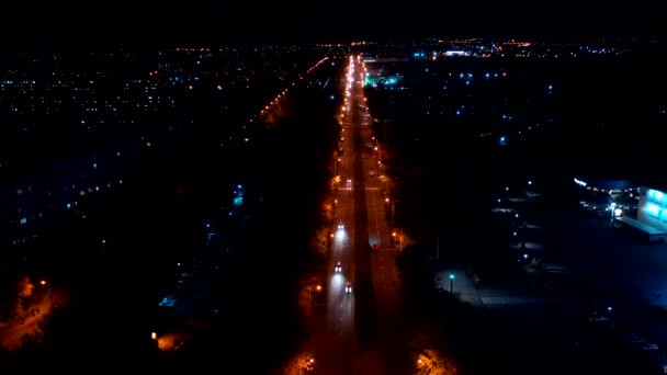 Zeitraffer Der Nächtlichen Stadt Luftaufnahme Der Straßen Der Stadt — Stockvideo