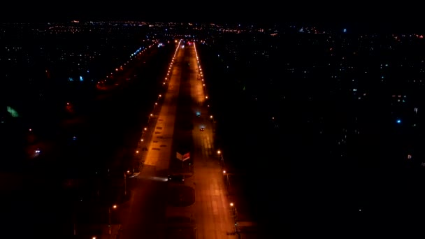城市街道的空中景观 夜城的时间 — 图库视频影像