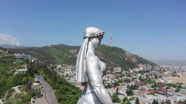 格鲁吉亚第比利斯 2019年5月8日 Kartlis Deda纪念碑空中景观 — 图库视频影像
