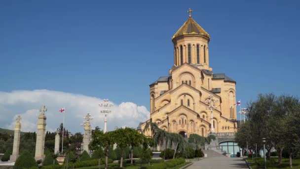 Tiflis Teki Kutsal Teslis Katedrali Gürcistan Başkenti Tiflis Bulunan Gürcü — Stok video