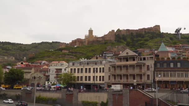Τιφλίδα Γεωργία Μαΐου 2019 Φρούριο Ναρικάλα Βρίσκεται Στο Όρος Ματσμίντα — Αρχείο Βίντεο