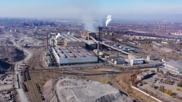 Planta Metalúrgica Vista Aérea Poluição Ambiental Hyperlapse — Vídeo de Stock