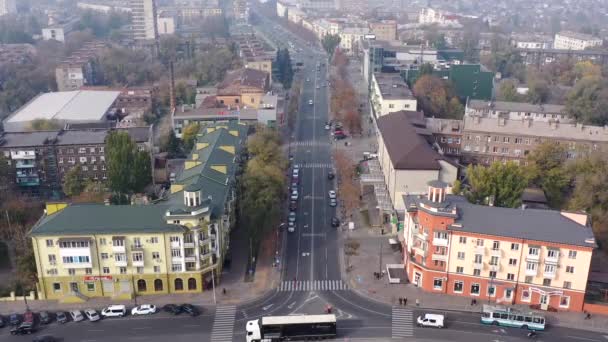 Mariupol Ucraina Ottobre 2019 Timelapse City Street Aerial View — Video Stock