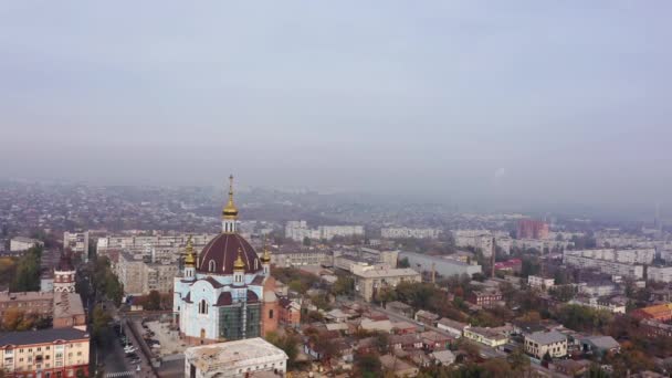 Smog Citta Vede Fumo Dei Camini Vista Aerea Mariupol Ucraina — Video Stock