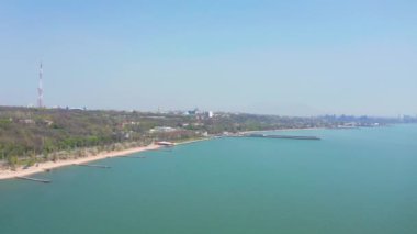 Coastline aerial view. Sea of Azov Mariupol Ukraine.