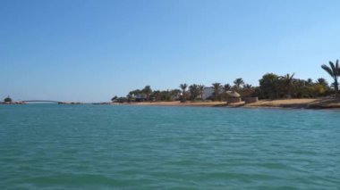 The Coastline In El Gouna. The Red Sea in Egypt. View from a floating ship.