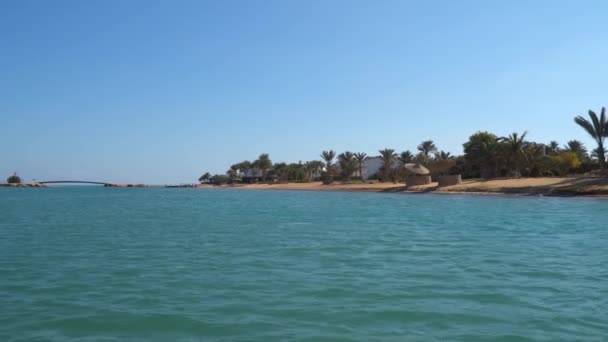 Linha Costeira Gouna Mar Vermelho Egito Vista Navio Flutuante — Vídeo de Stock