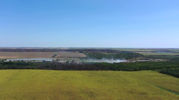 Incêndio Num Aterro Doméstico Aterro Está Localizado Entre Campos Agrícolas — Vídeo de Stock