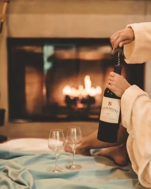 Séquence d'une femme versant du vin dans le verre — Video