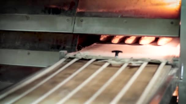 Uso de la máquina en panes para hornear — Vídeo de stock