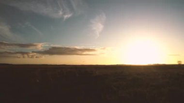 Sabah güneşinin parlak ışığı uçsuz bucaksız bir çölün üzerinde.