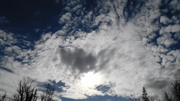 Nuvens brancas no céu cobrindo o sol — Vídeo de Stock