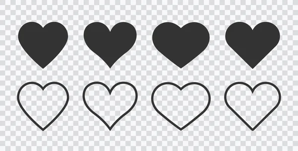 Hartlineair vectoricoon. Valentijnsdag liefde en bruiloft dunne lijn hart frames Hart vector pictogram geïsoleerd op transparante achtergrond, Hart transparantie logo ontwerp — Stockvector