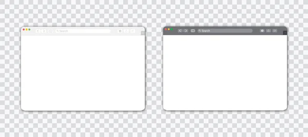 透明背景下的空浏览器窗口。用工具栏模拟空的网页。展示、展板. — 图库矢量图片