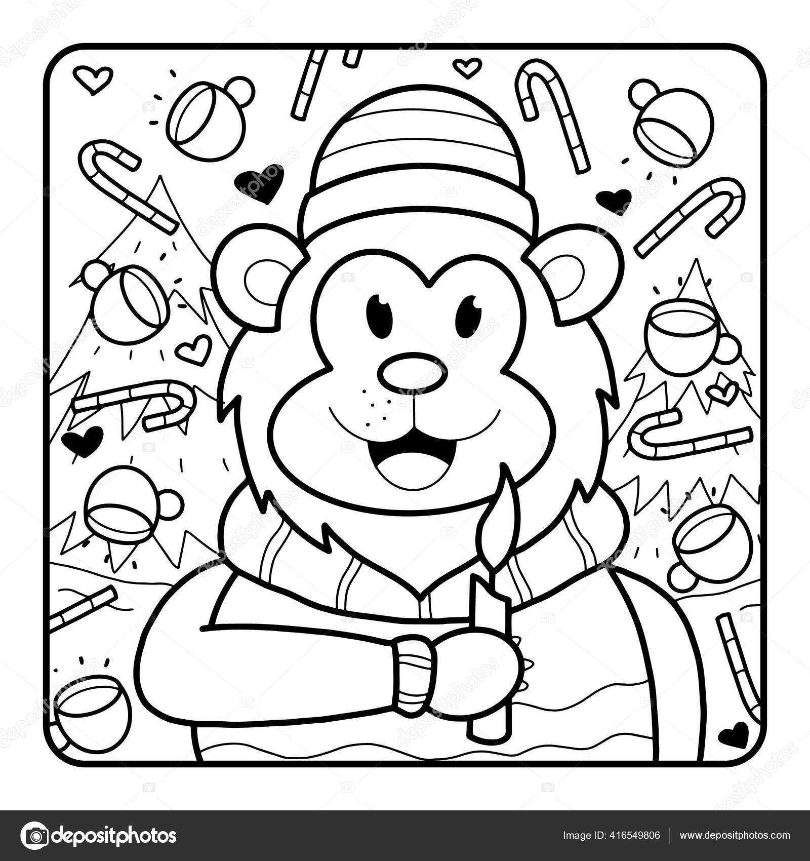 Christmas Monkey Coloring Pages