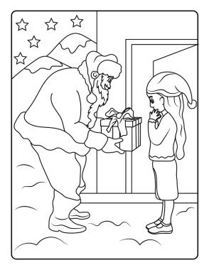 Çocuklar için Noel Boyama Sayfası. Bu sevimli ve sevimli Noel Boyama Sayfasını dekorasyonlarla birlikte indir. Mutlu, neşeli bayram temalı. 