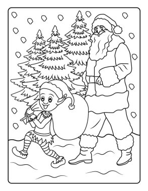 Çocuklar için Noel Boyama Sayfası. Bu sevimli ve sevimli Noel Boyama Sayfasını dekorasyonlarla birlikte indir. Mutlu, neşeli bayram temalı. 