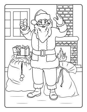 Çocuklar için Noel Boyama Sayfası. Bu sevimli ve sevimli Noel Boyama Sayfasını dekorasyonlarla birlikte indir. Mutlu, neşeli bayram temalı. 