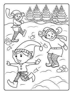 Çocuklar için Noel Boyama Sayfası. Bu sevimli ve sevimli Noel Boyama Sayfasını dekorasyonlarla birlikte indir. Mutlu, neşeli bayram temalı. 