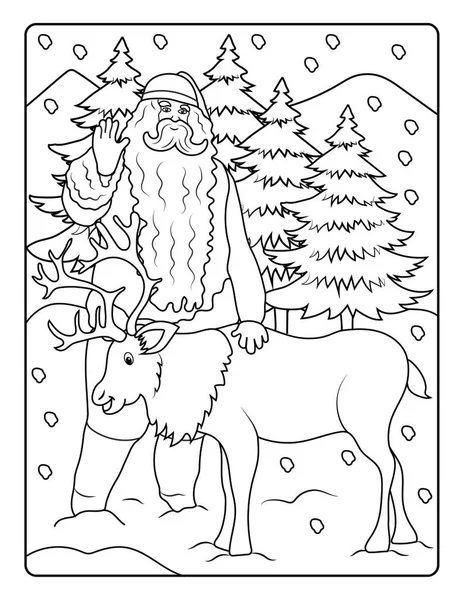 Christmas Coloring Page För Barn Ladda Ner Denna Söta Och — Stockfoto