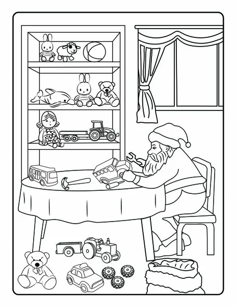 Christmas Coloring Page Kids Download Cute Adorable Christmas Coloring Page — Stock Photo, Image