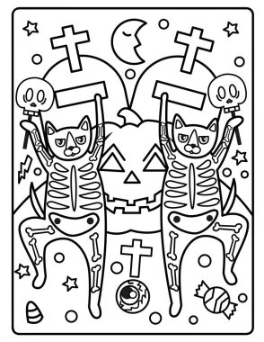 Çocuklar için Cadılar Bayramı Boyama Sayfası. Bu şirin ve sevimli Cadılar Bayramı Boyama Sayfasını dekorasyonlarla birlikte indir. Ürkütücü, ama sevimli bayram temalı. 