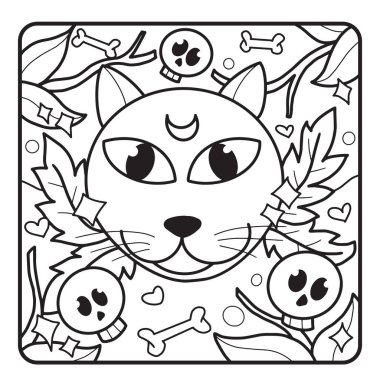 Çocuklar için Cadılar Bayramı Boyama Sayfası. Bu şirin ve sevimli Cadılar Bayramı Boyama Sayfasını dekorasyonlarla birlikte indir. Ürkütücü, ama sevimli bayram temalı. 