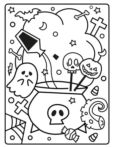 Coloriage Halloween Pour Enfants Télécharger Cette Jolie Adorable Coloriage Halloween — Photo