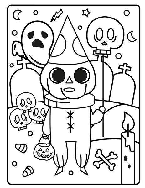 Coloriage Halloween Pour Enfants Télécharger Cette Jolie Adorable Coloriage Halloween — Photo