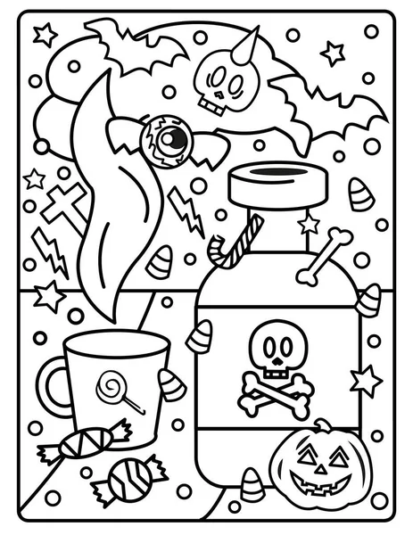 Coloriage Halloween Pour Enfants Télécharger Cette Jolie Adorable Coloriage Halloween — Photo