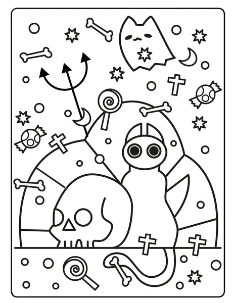 Coloriage Halloween Pour Enfants Télécharger Cette Jolie Adorable Coloriage Halloween — Photo