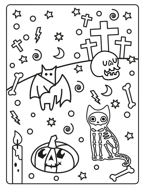 Halloween Coloring Page Kids Download Cute Adorable Halloween Coloring Page — Stock Photo, Image