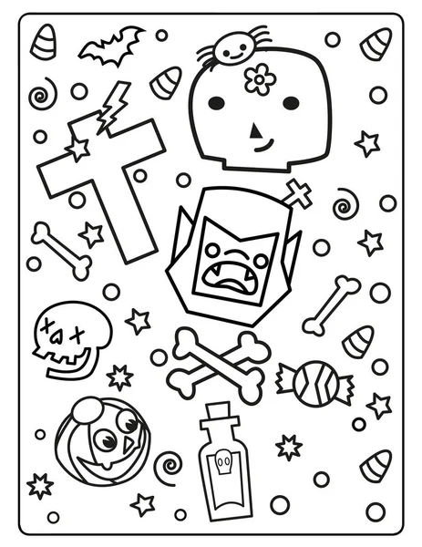 Coloriage Halloween Pour Enfants Télécharger Cette Jolie Adorable Coloriage Halloween — Photo