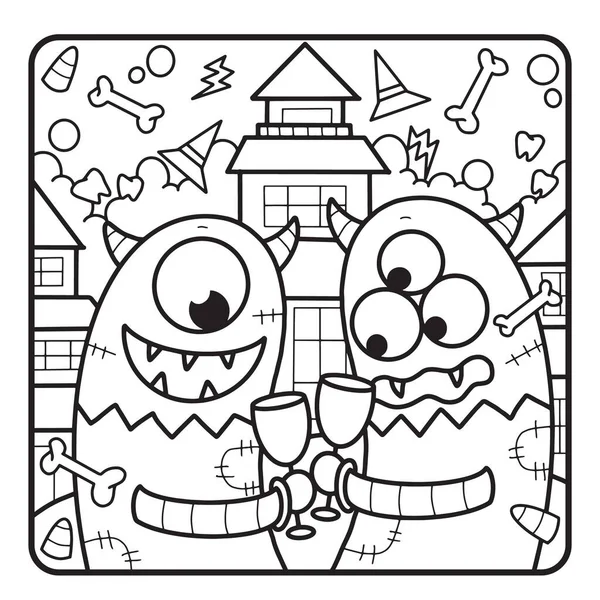 Coloriage Halloween Pour Enfants Télécharger Cette Jolie Adorable Coloriage Halloween — Photo