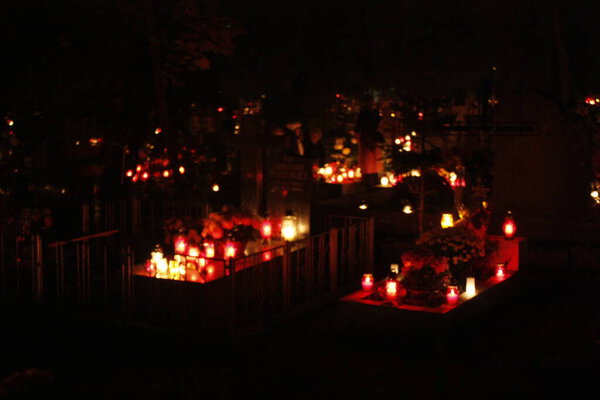 Cemetery during All Saints' Day in Poland