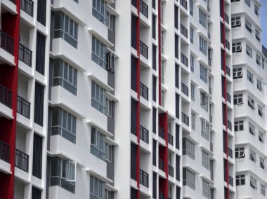 Kuala Lumpur, Malezya-20 Temmuz 2017: modern cephe tasarımı ile yüksek doğmak daire bina inşaatı altında. Daire konut popüler Malezya kentsel alanda. 