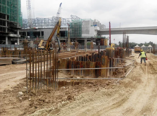 Kuala Lumpur Malaysia Setembro 2016 Construção Obras Fundação Canteiro Obras — Fotografia de Stock