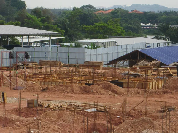吉隆坡 马来西亚 2016年9月15日 建筑施工现场基础工作 工作表面以下是施工正在进行的工作 — 图库照片