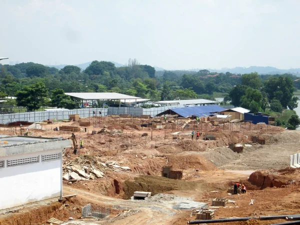 吉隆坡 马来西亚 2016年9月15日 建筑施工现场基础工作 工作表面以下是施工正在进行的工作 — 图库照片