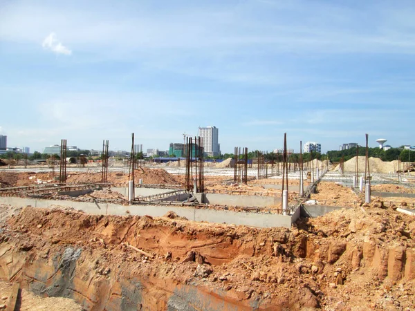 Kuala Lumpur Malasia Septiembre 2016 Trabajos Construcción Cimientos Obra Trabajo —  Fotos de Stock