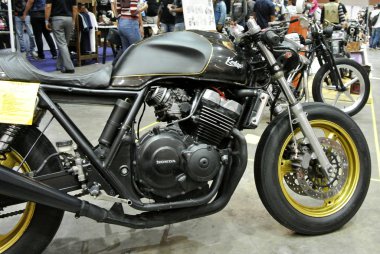 Kuala Lumpur, Malezya-25 Eylül 2016: özel motosiklet. Eski motosiklet modeli kendi tutku ve yaratıcılığın yerine getirmek için Tasarımcısı tarafından özelleştirilmiş. 