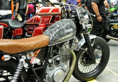 Kuala Lumpur, Malezya-25 Eylül 2016: özel motosiklet. Eski motosiklet modeli kendi tutku ve yaratıcılığın yerine getirmek için Tasarımcısı tarafından özelleştirilmiş. 