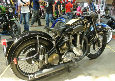 Kuala Lumpur, Malezya-25 Eylül 2016: özel motosiklet. Eski motosiklet modeli kendi tutku ve yaratıcılığın yerine getirmek için Tasarımcısı tarafından özelleştirilmiş. 