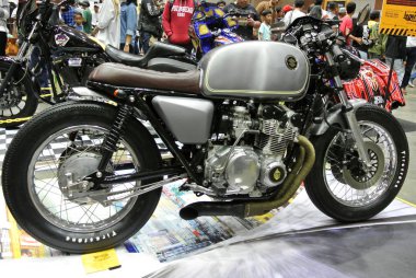 Kuala Lumpur, Malezya-25 Eylül 2016: özel motosiklet. Eski motosiklet modeli kendi tutku ve yaratıcılığın yerine getirmek için Tasarımcısı tarafından özelleştirilmiş. 