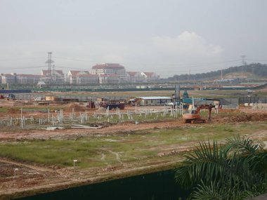 Kuala Lumpur, Malezya - 15 Eylül 2016: Bina Vakfı iş inşaat sahasında. Çalışma yüzeyinin altında inşaat devam eden işi