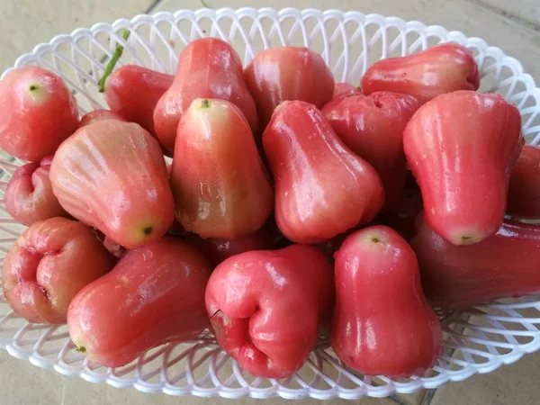 Rosenapfelfrüchte Oder Der Wissenschaftliche Name Ist Syzygium Samarangense Wässrige Köstliche — Stockfoto